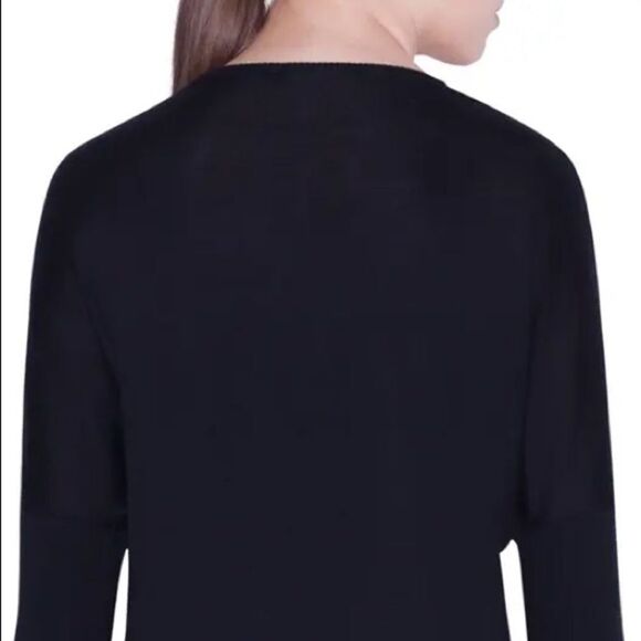 Akris punto 6 nwot studded v neck merino wool black sweater - Picture 14 of 15